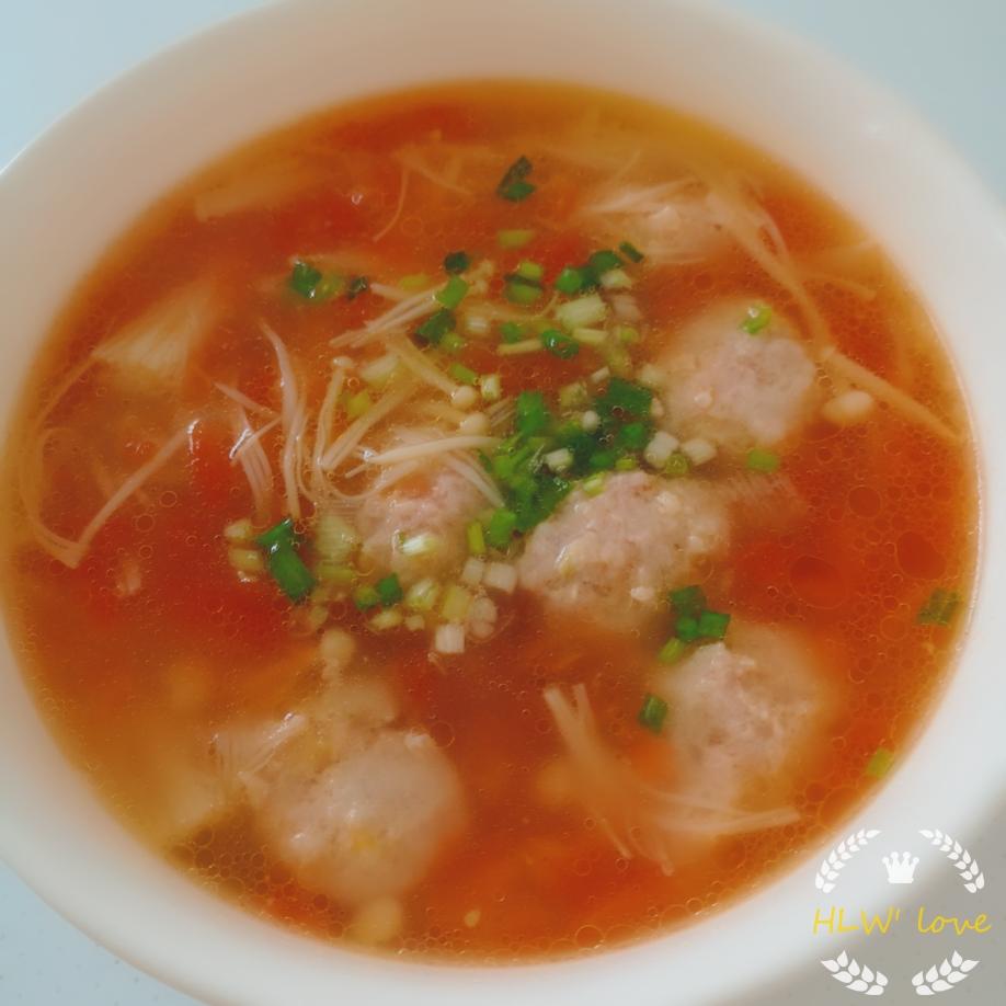 肉丸西红柿金针菇汤