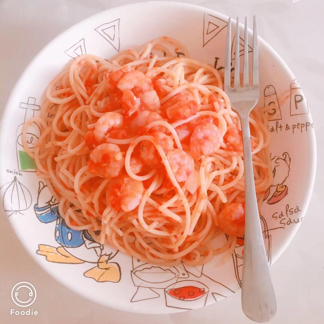 番茄虾仁意面