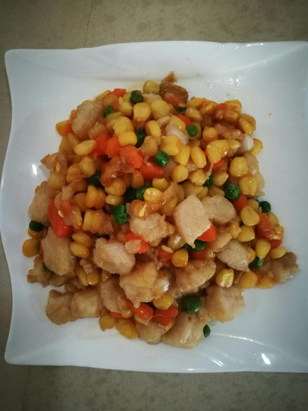 当龙利鱼（或巴沙鱼）遇到玉米【妞的食记】