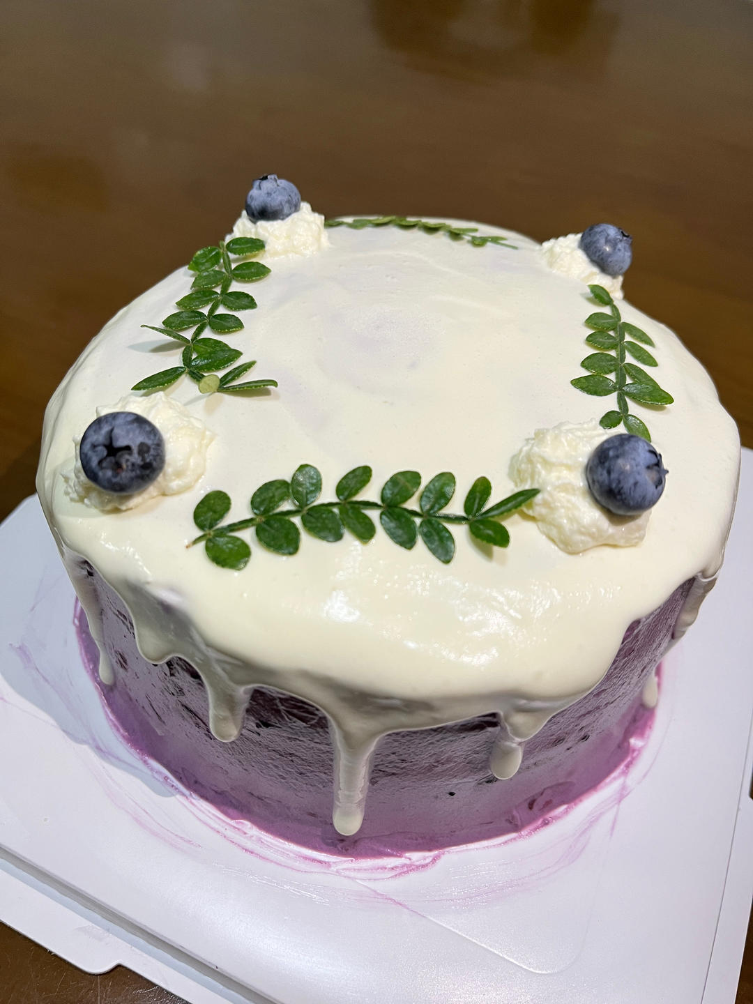 蓝莓奶油蛋糕 生日蛋糕 果酱夹馅（戚风胚版 少糖 无色素）