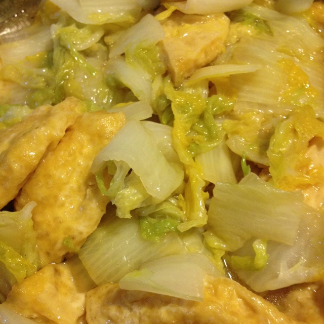弭生做的大白菜焖油豆腐