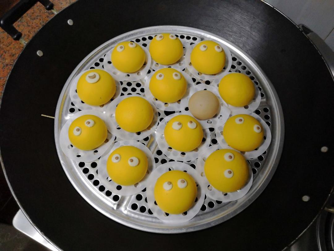 【原创】小黄人紫薯馅南瓜包子