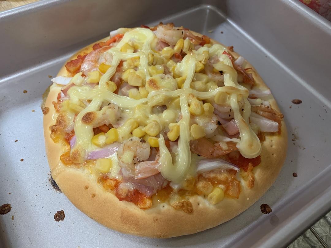 鲜虾🍤培根披萨🍕“内附敲好吃的饼皮做法”