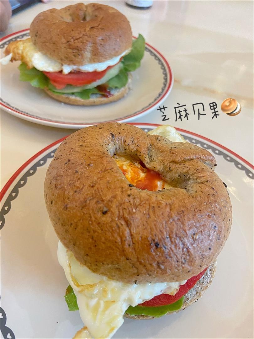 小美 低油低糖黑芝麻贝果