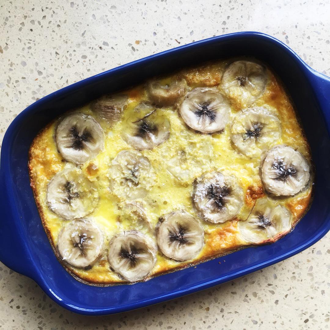 减脂早餐：脱脂奶粉燕麦烤香蕉（隔夜燕麦）