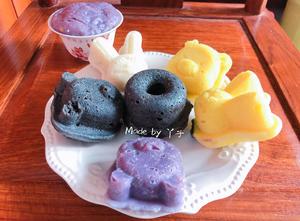 宝宝辅食—可可爱爱的紫薯发糕南瓜发糕山药发糕黑芝麻发糕的做法 步骤11