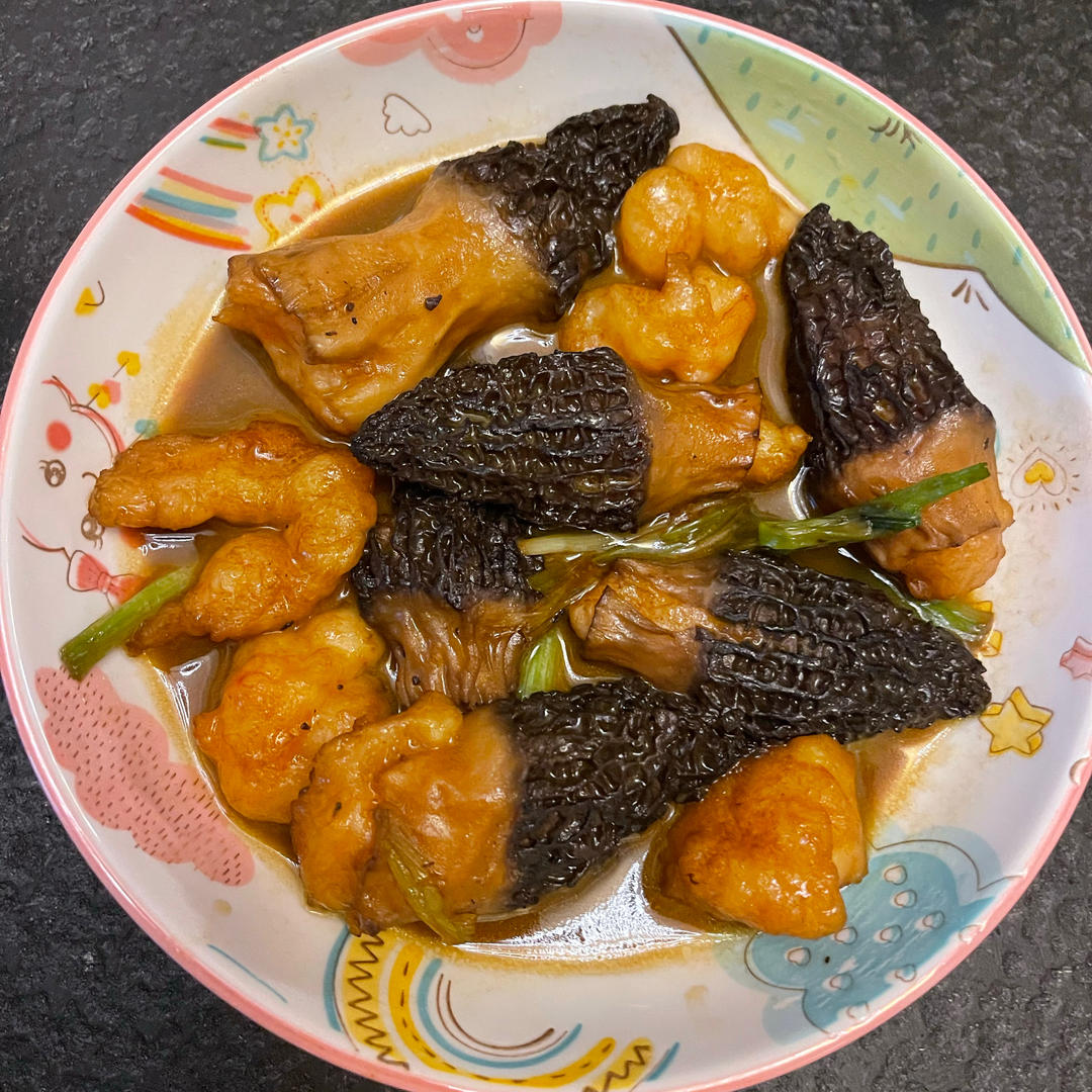 懒人快手养生菜【羊肚菌酿虾滑】