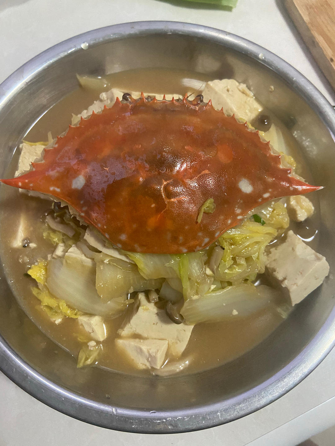 飞蟹白菜豆腐煲