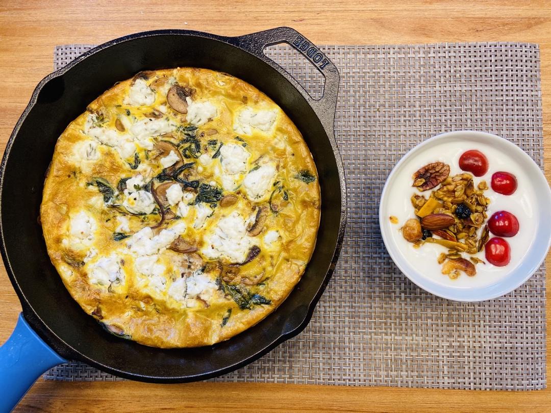 蘑菇菠菜奶酪早餐蛋饼丨健康·烘焙