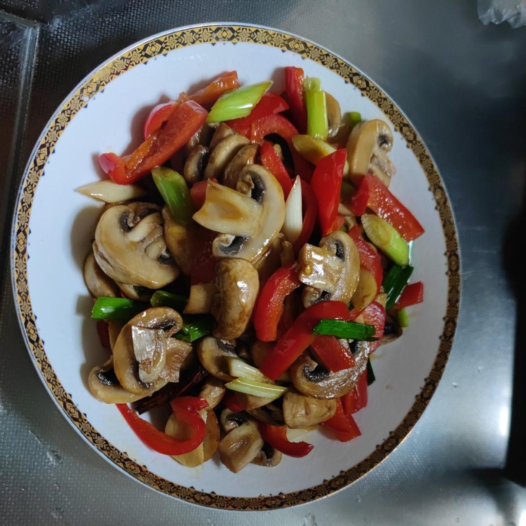 素炒鲜口蘑（白蘑菇），快手家常菜