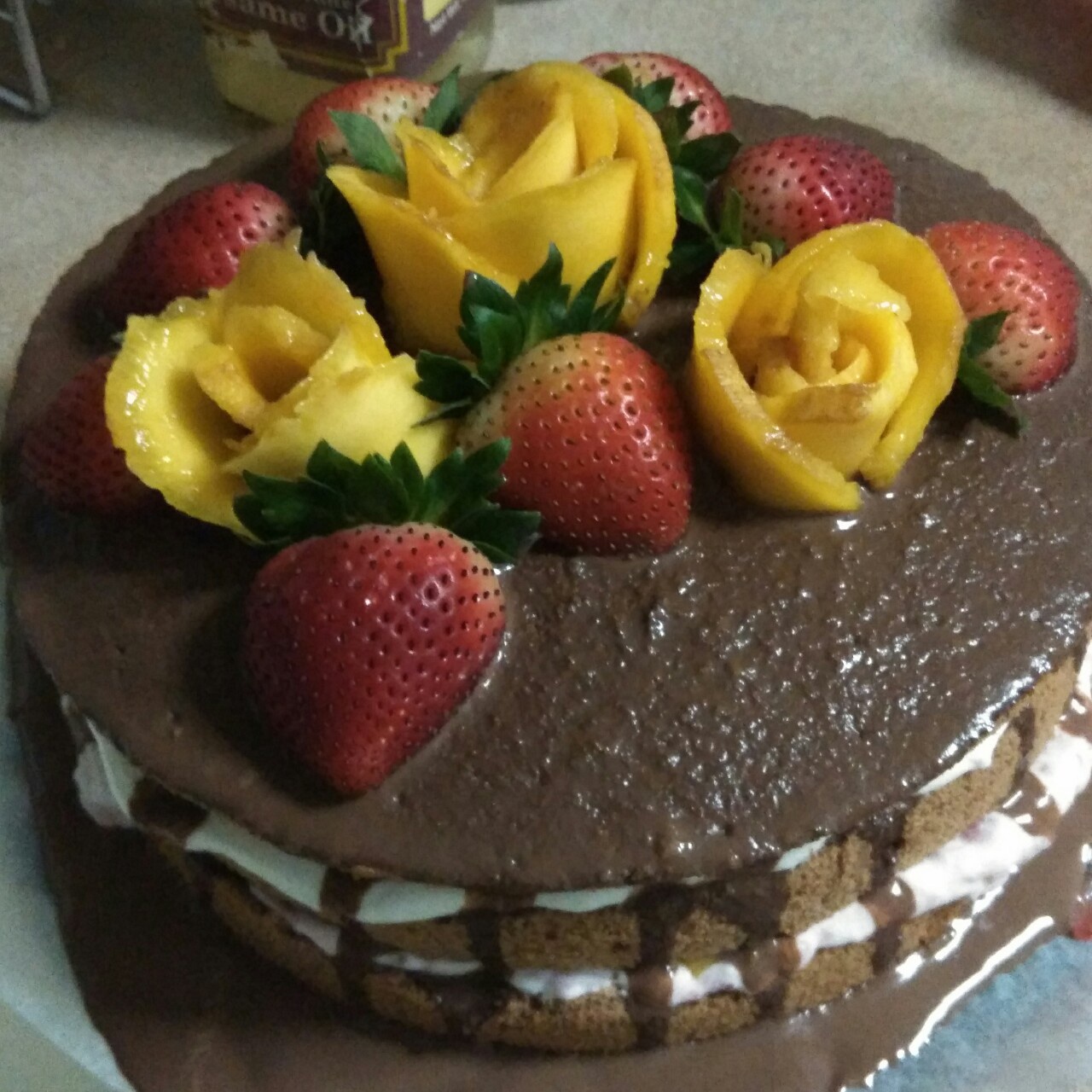 巧克力淋面裸蛋糕