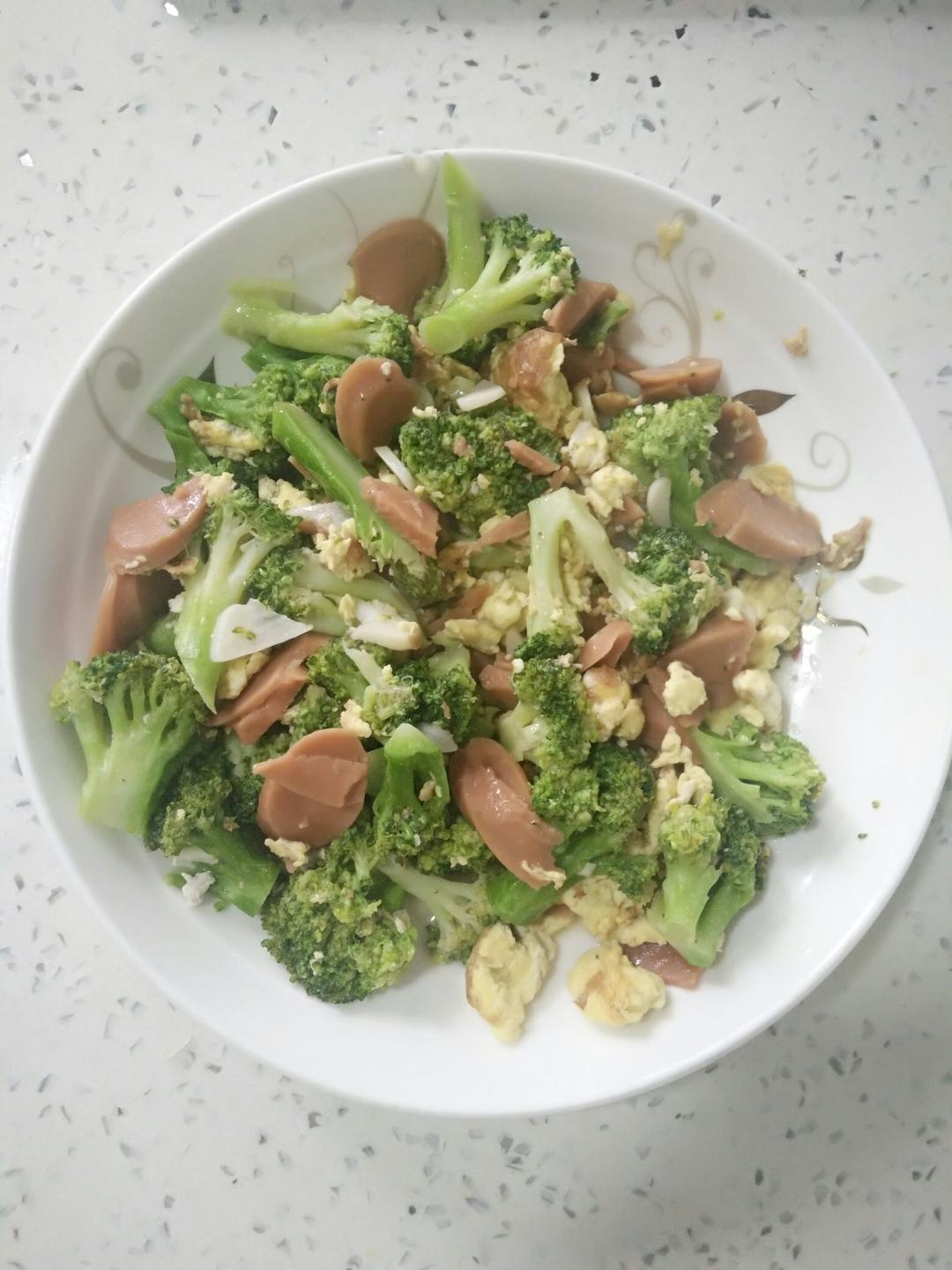 {☀快手晚餐☀}火腿肠滑蛋西兰花