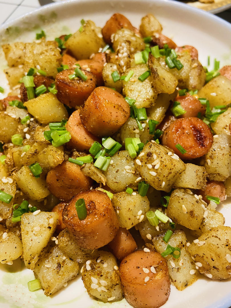 孜然土豆火腿肠 香辣过瘾还便宜！