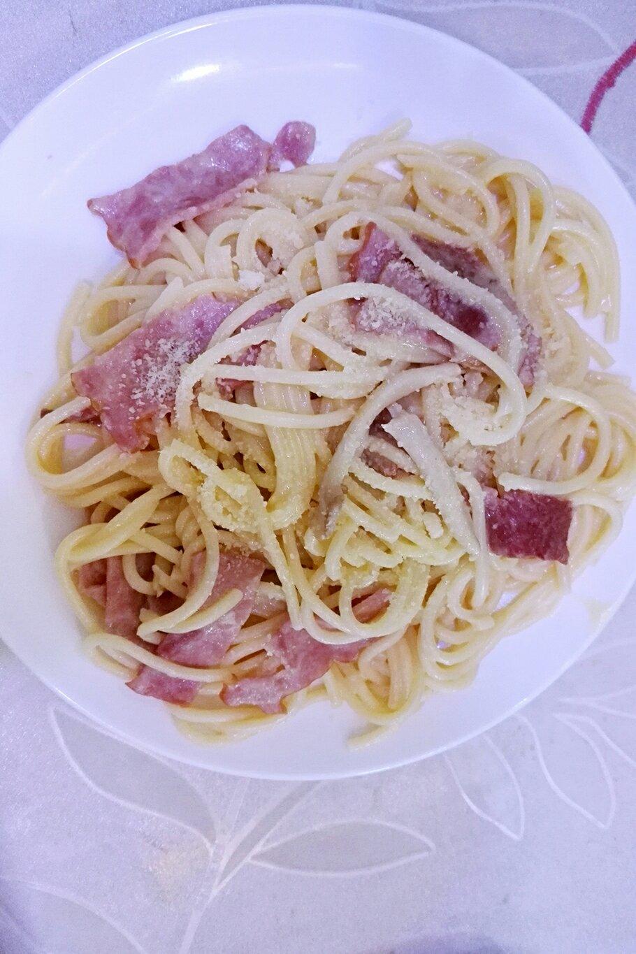 白蘑菇奶油培根意面