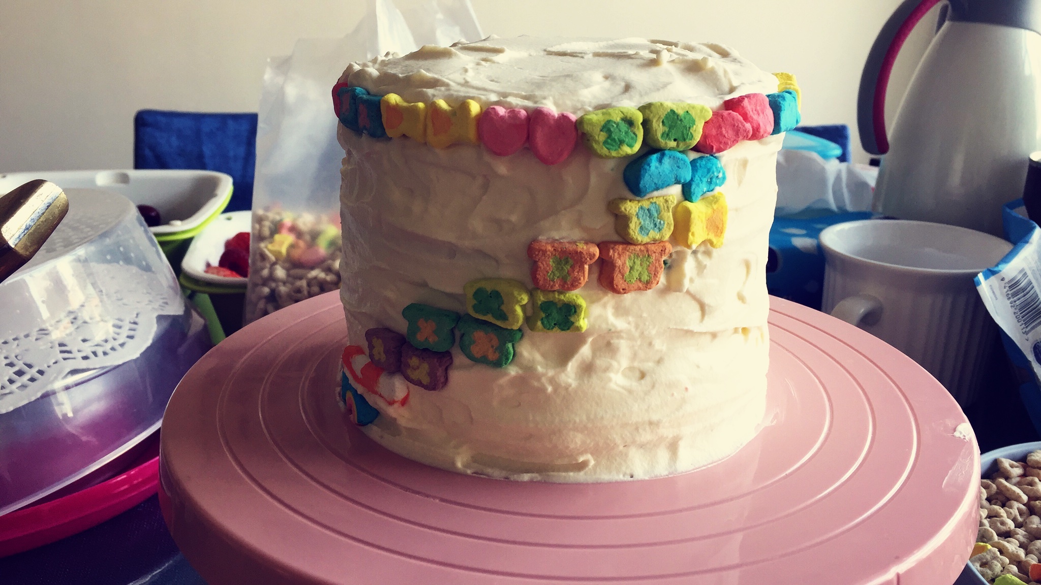 彩虹蛋糕（棉花糖及麦片装饰版）的做法 步骤3