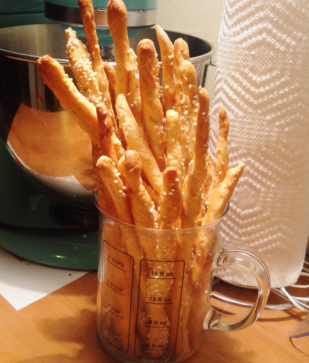 飞翔的茶壶做的天然酵母花生酱面包棒