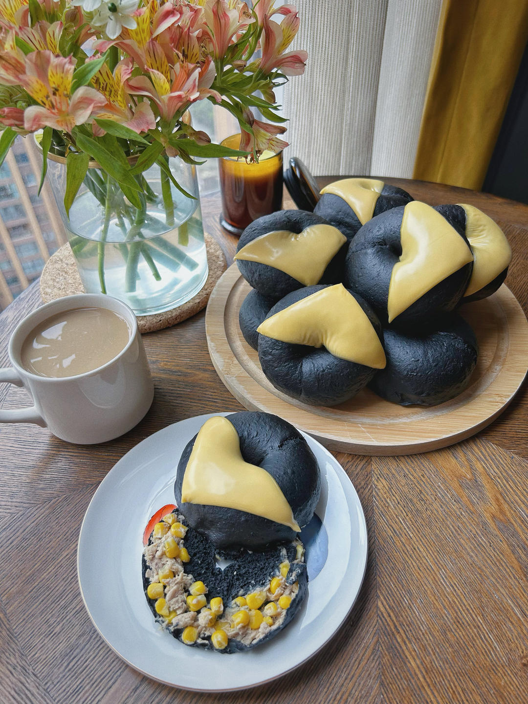 胡萝卜玉米金枪鱼芝士贝果🥯咸口多肉馅料