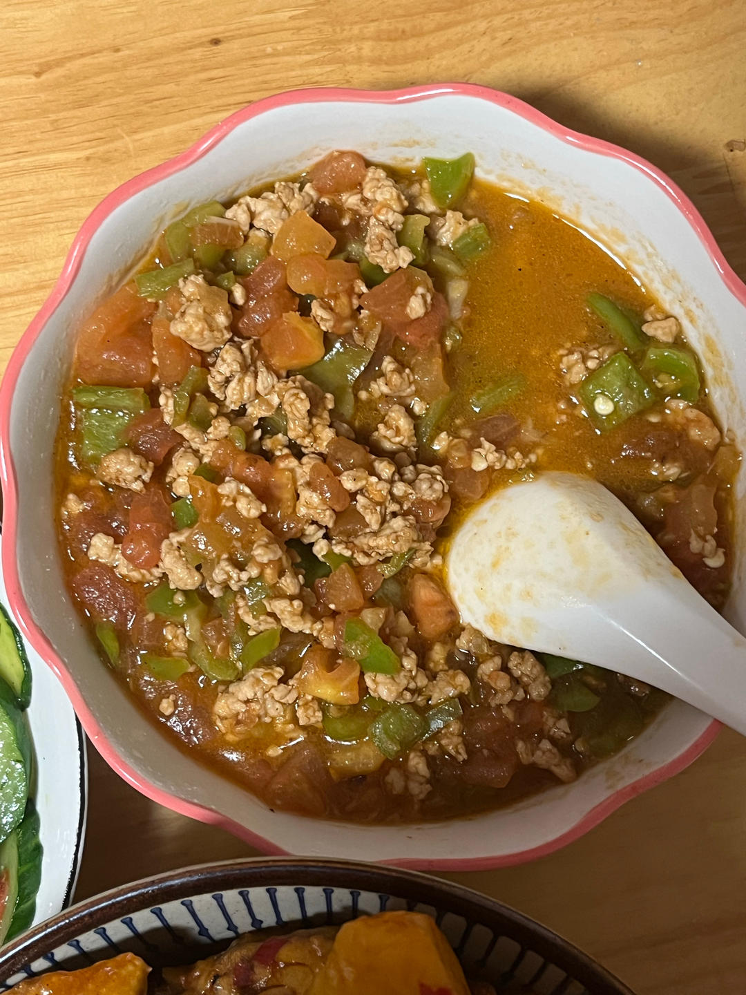 青椒西红柿肉末