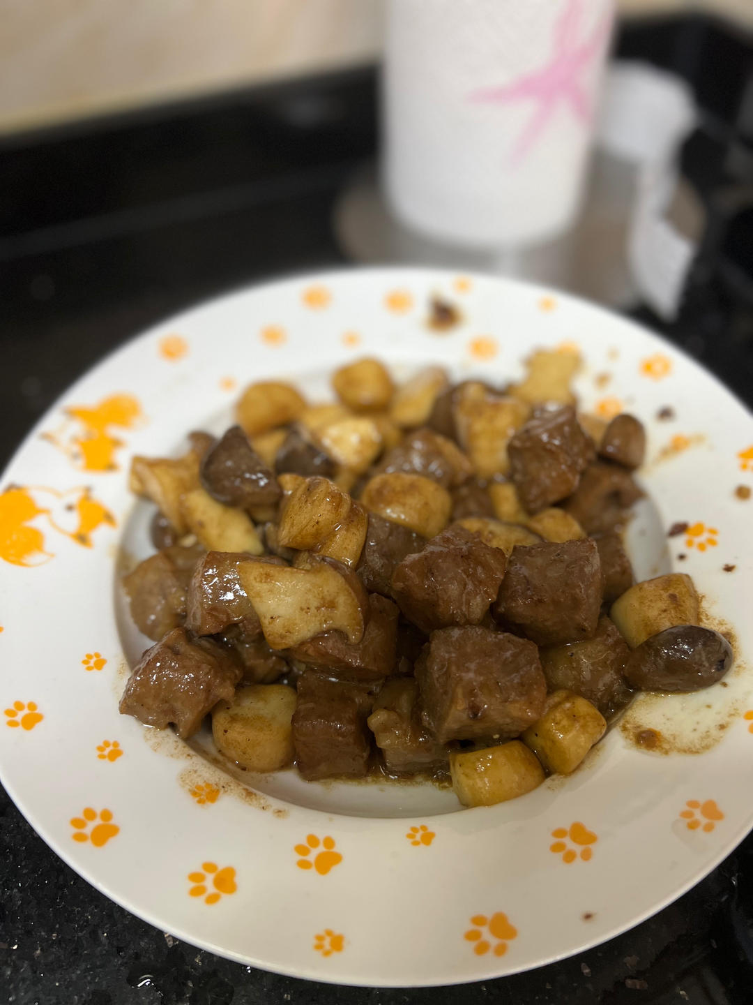 家常菜~杏鲍菇烧牛肉粒