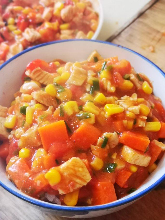 茄汁玉米鸡胸肉（减肥最爱，无腥味）