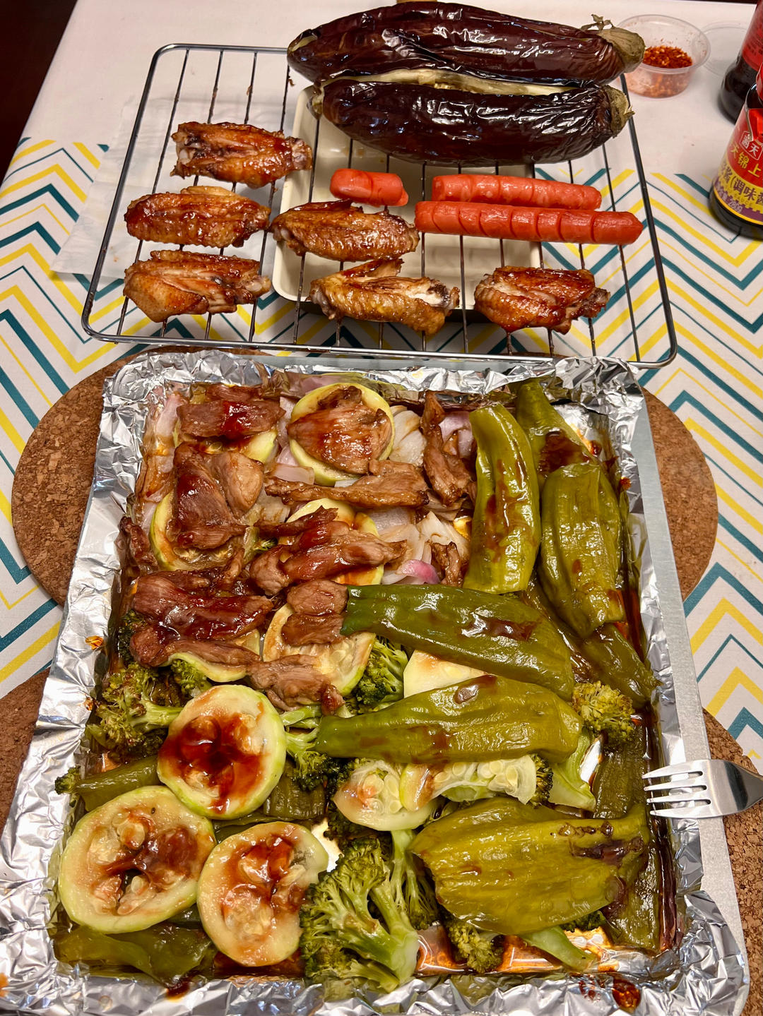 烤箱版烧烤🍤🥔🥩