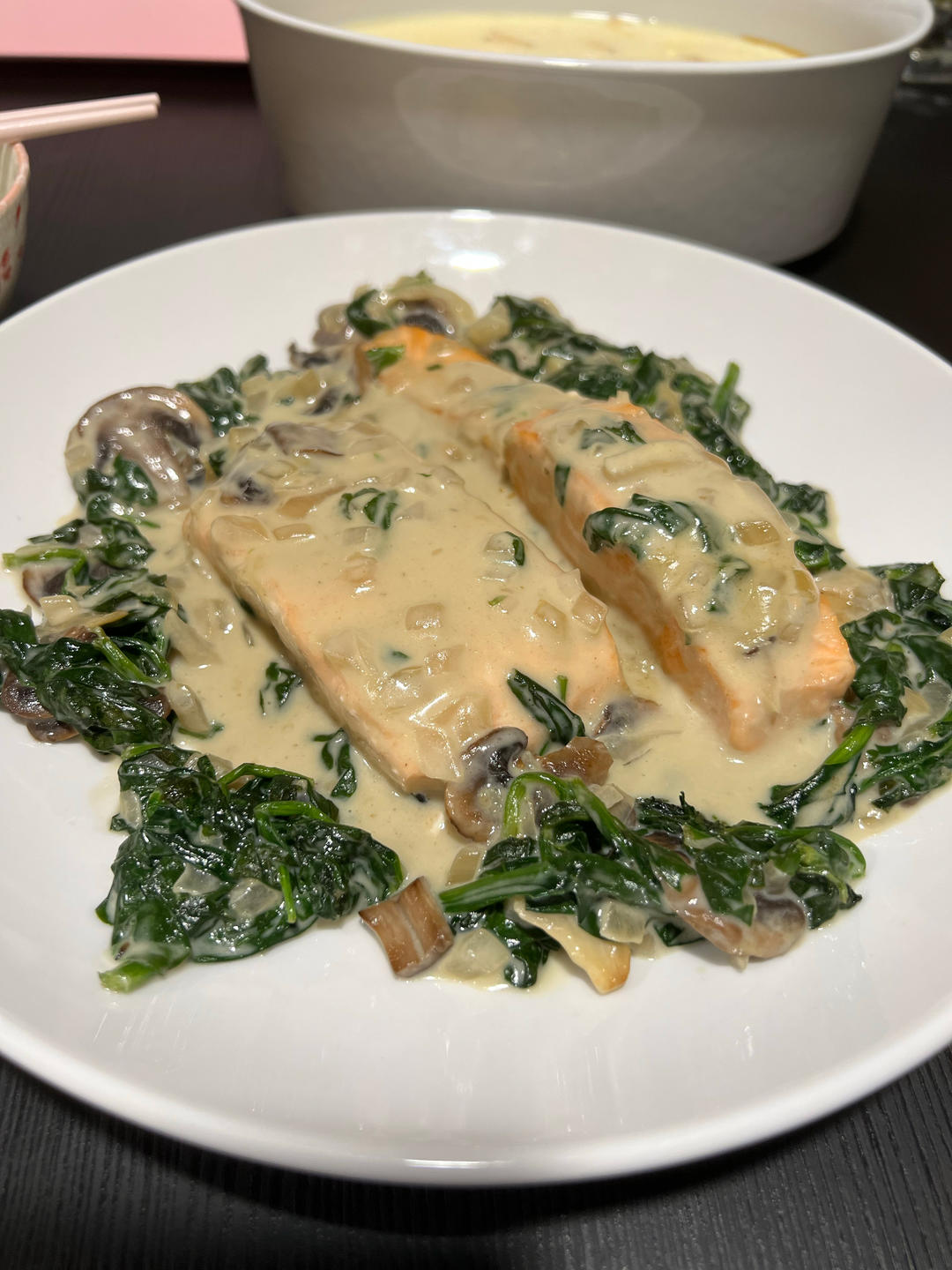 Brunch&一人食｜低卡版奶油菠菜三文鱼｜Creamy Salmon✨