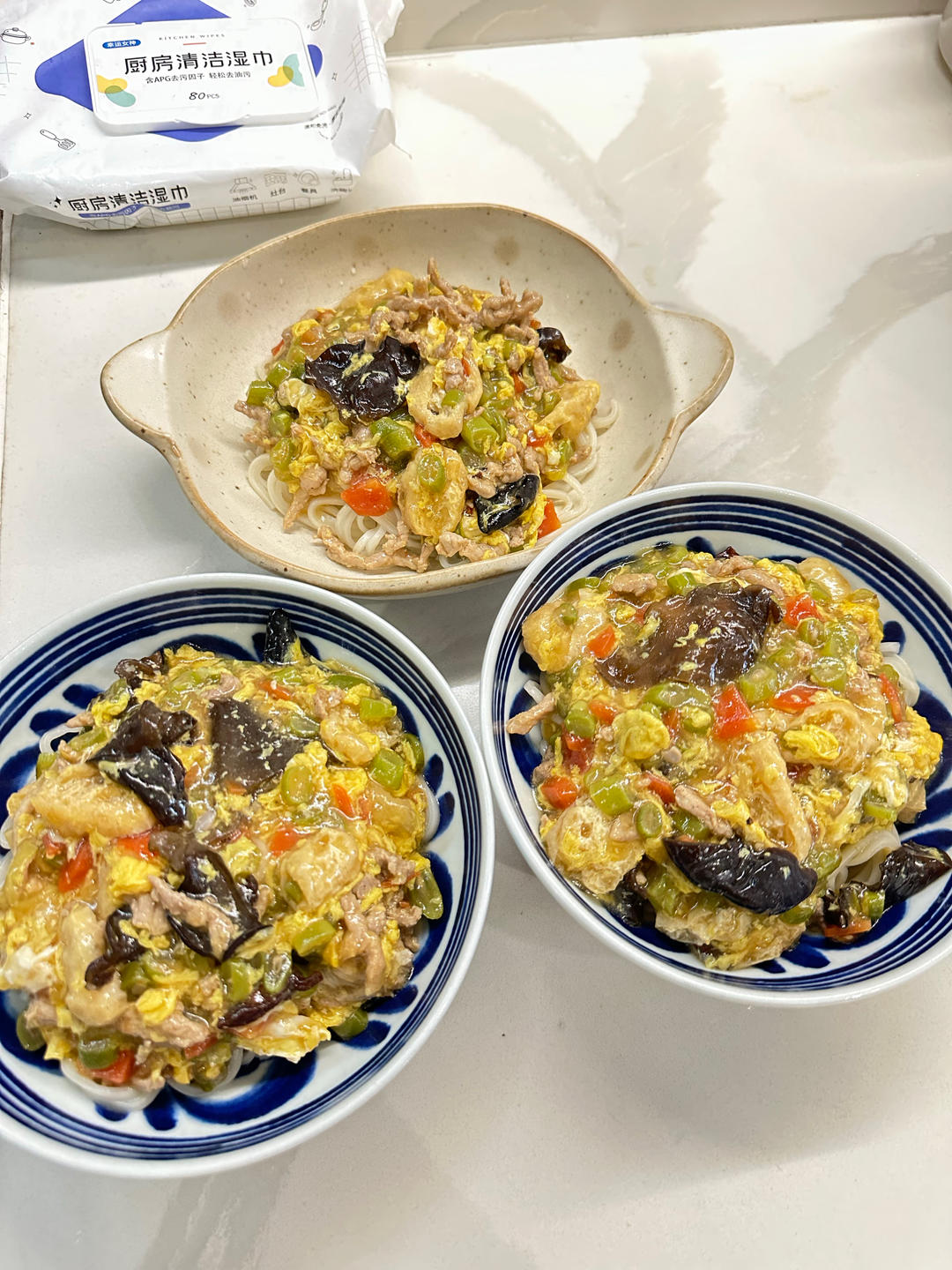 豆角肉丝面筋打卤面