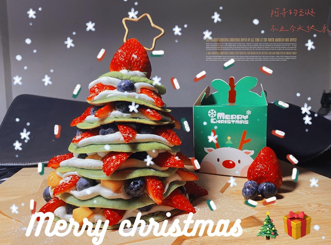 『松饼』圣诞水果奶油松饼塔🎄