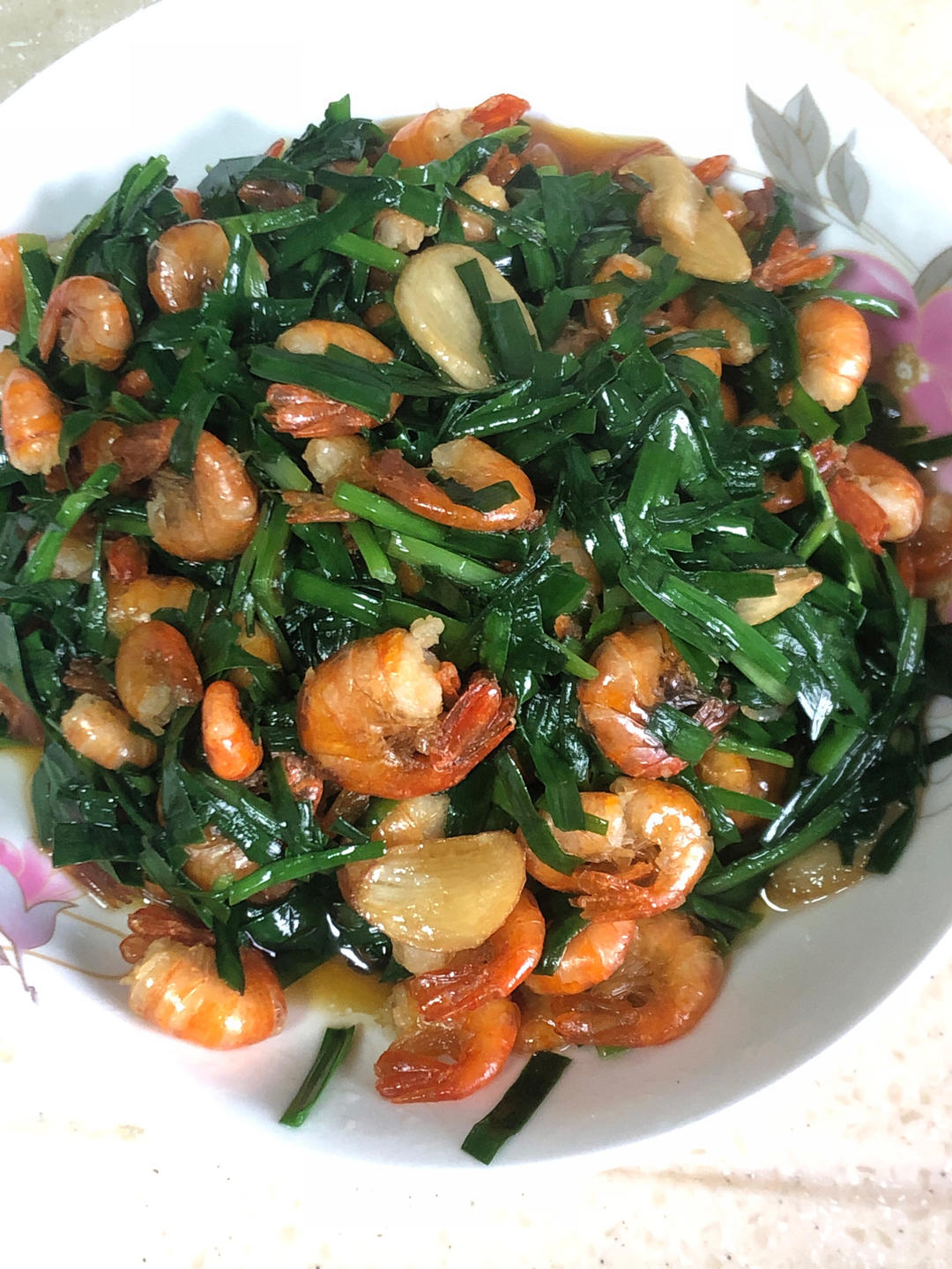 河虾炒韭菜