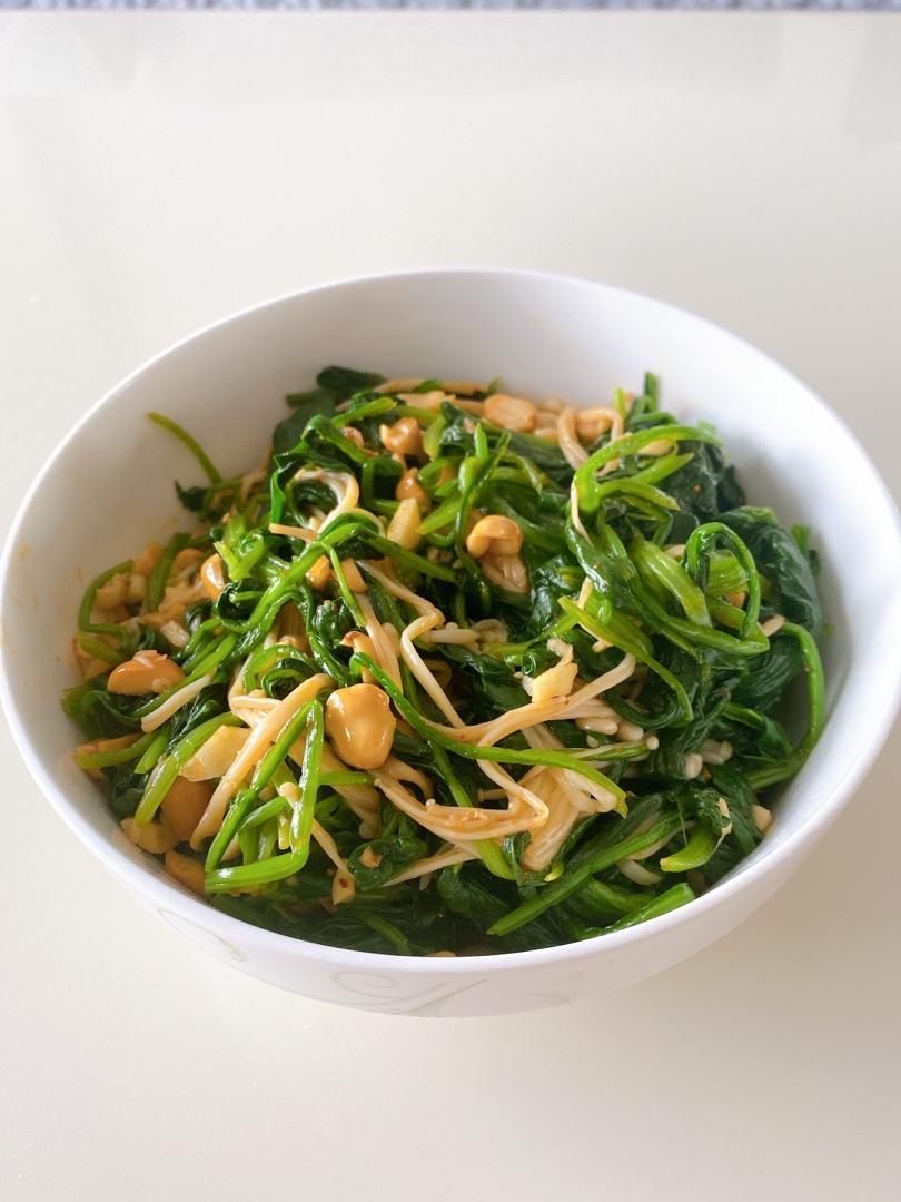 凉拌菠菜金针菇