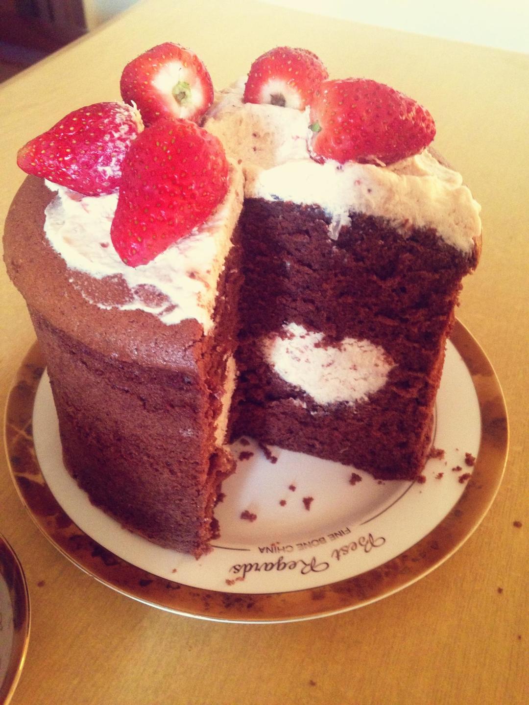 心形巧克力夹心蛋糕~的做法