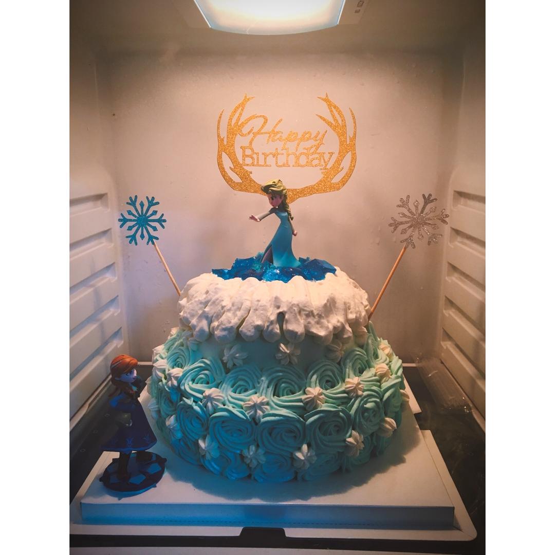冰雪奇缘主题双层蛋糕--Frozen艾莎