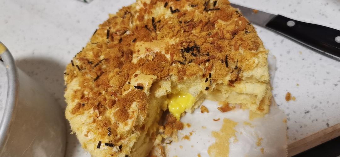 6寸咸香松软的香葱肉松戚风，一口惊艳