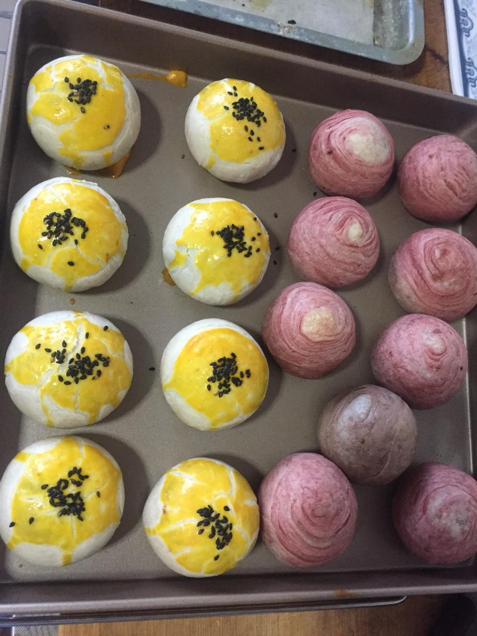 抹茶酥蛋黄酥，附手工揉面方法，详细步骤，新手易学