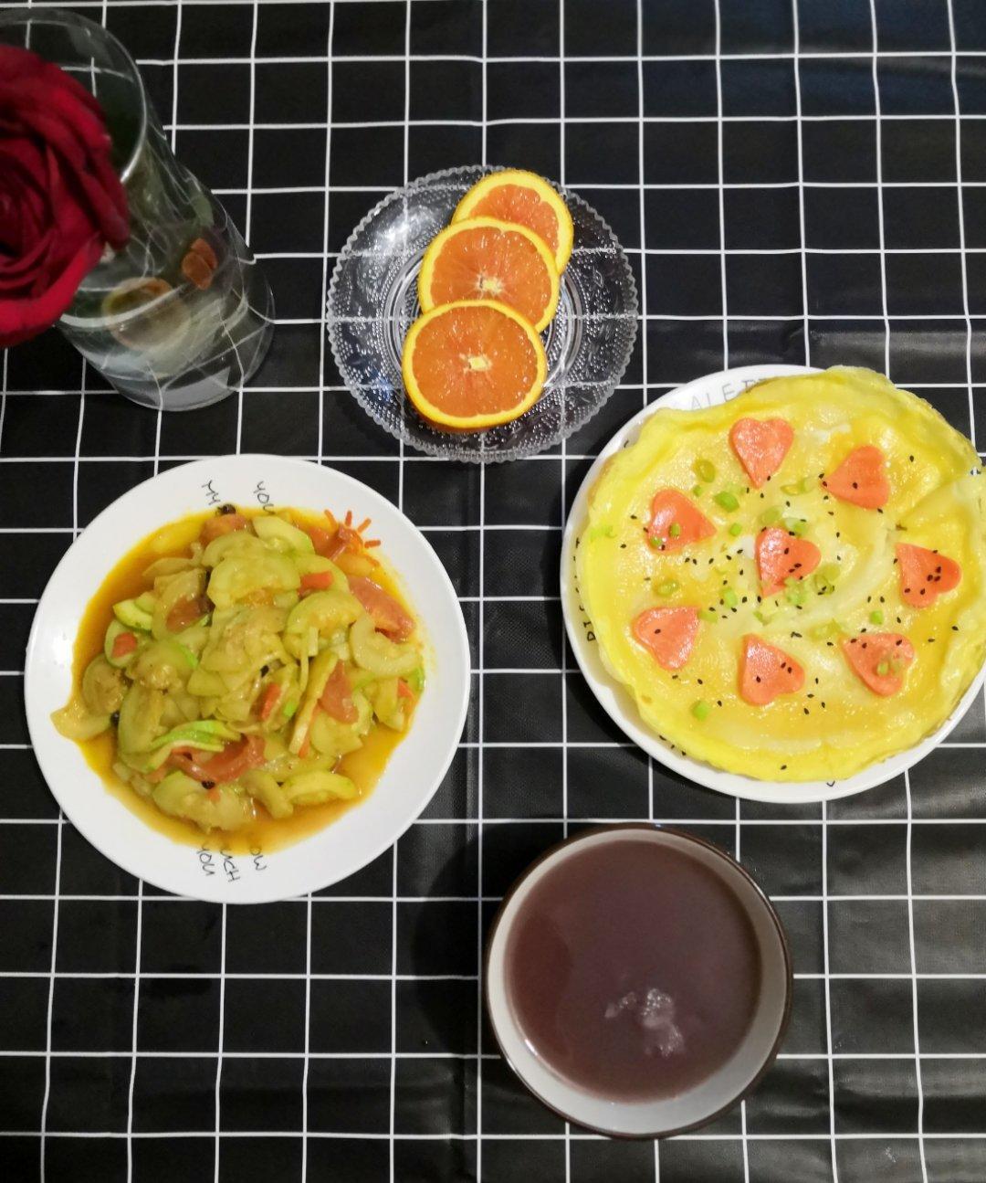 火腿爱心蛋饼