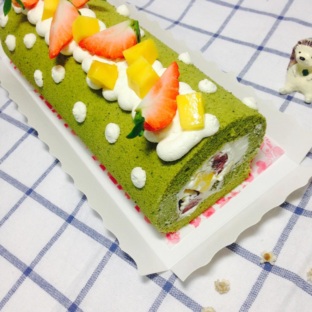 抹茶波点（条纹）蛋糕卷