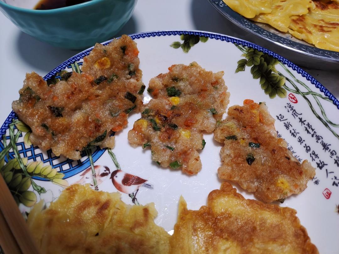 【女儿极力推荐】虾饼颗粒感玉米粒胡萝卜丁早餐搭档满口虾肉健身减脂蛋白质