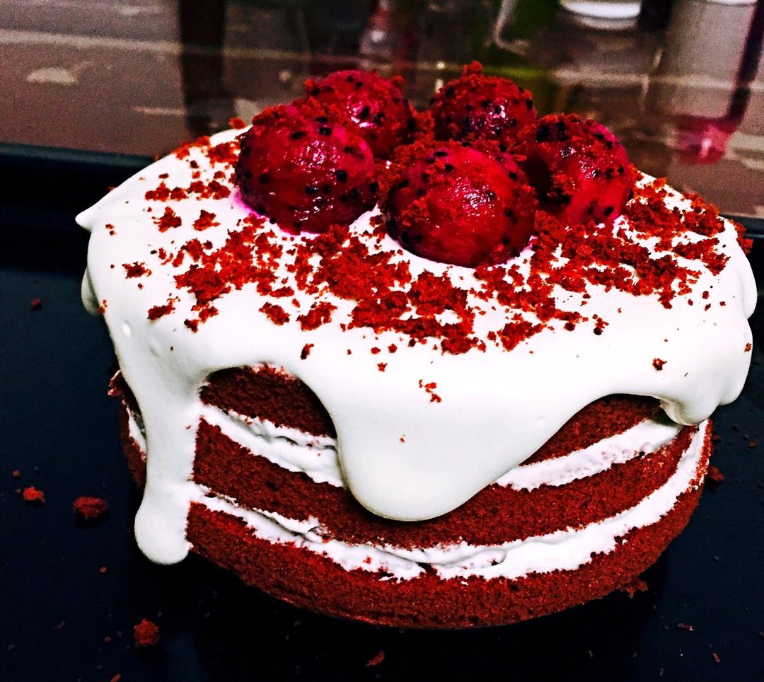 微醺蓝做的暖心红丝绒蛋糕6寸绵软戚风版