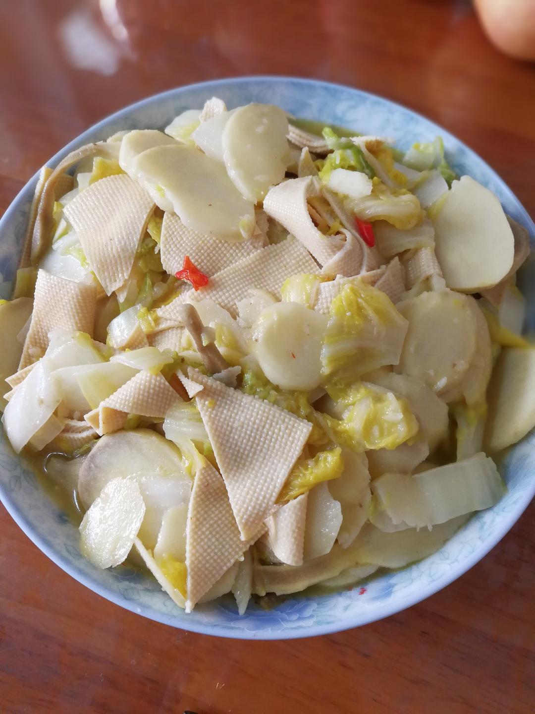 东台名菜慈菇白菜百叶