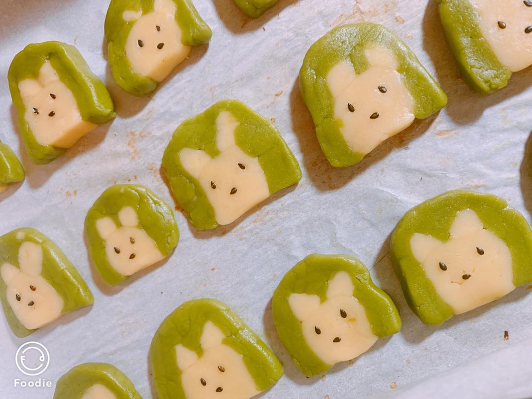 抹茶兔兔曲奇（比熊猫简单！超详细实物图+超良心手绘图）