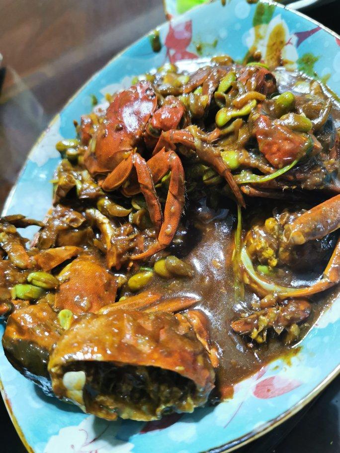 酱炒螃蟹（六月黄）毛豆