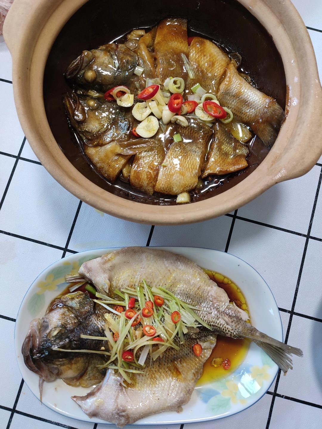 葱香焗鲈鱼