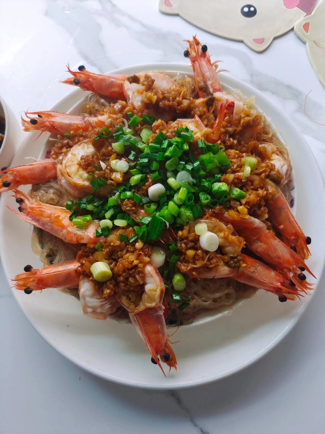 蒜蓉粉丝蒸虾（去虾头版）