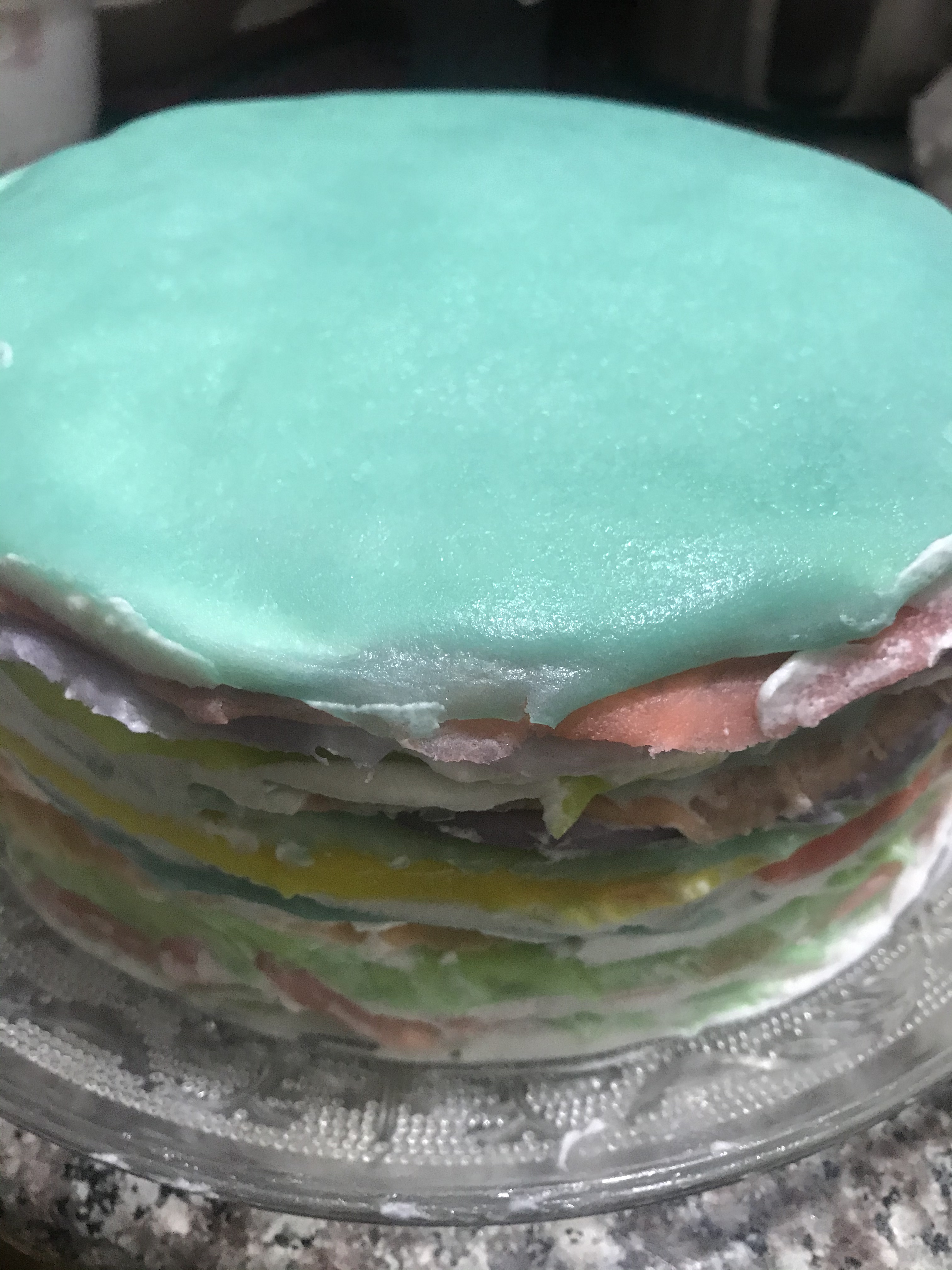 彩虹千层蛋糕。 （rainbow crep cake）的做法 步骤17