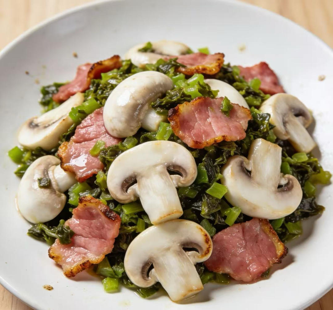 口菇雪菜炒肉片