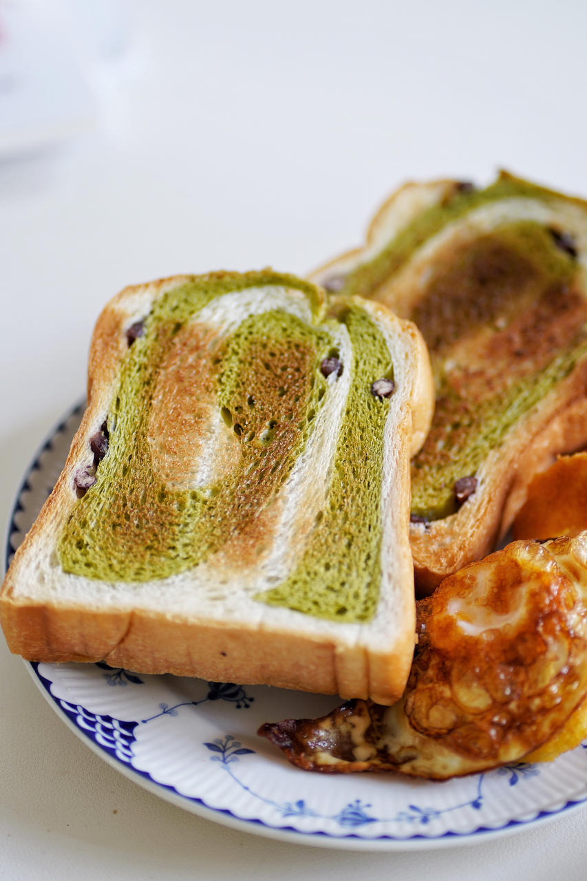 双色吐司 抹茶蜜豆老面吐司🍞