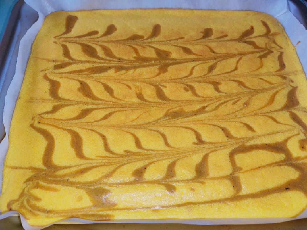 金灿灿的南瓜蛋糕卷‼️不加一滴水‼️组织超细腻