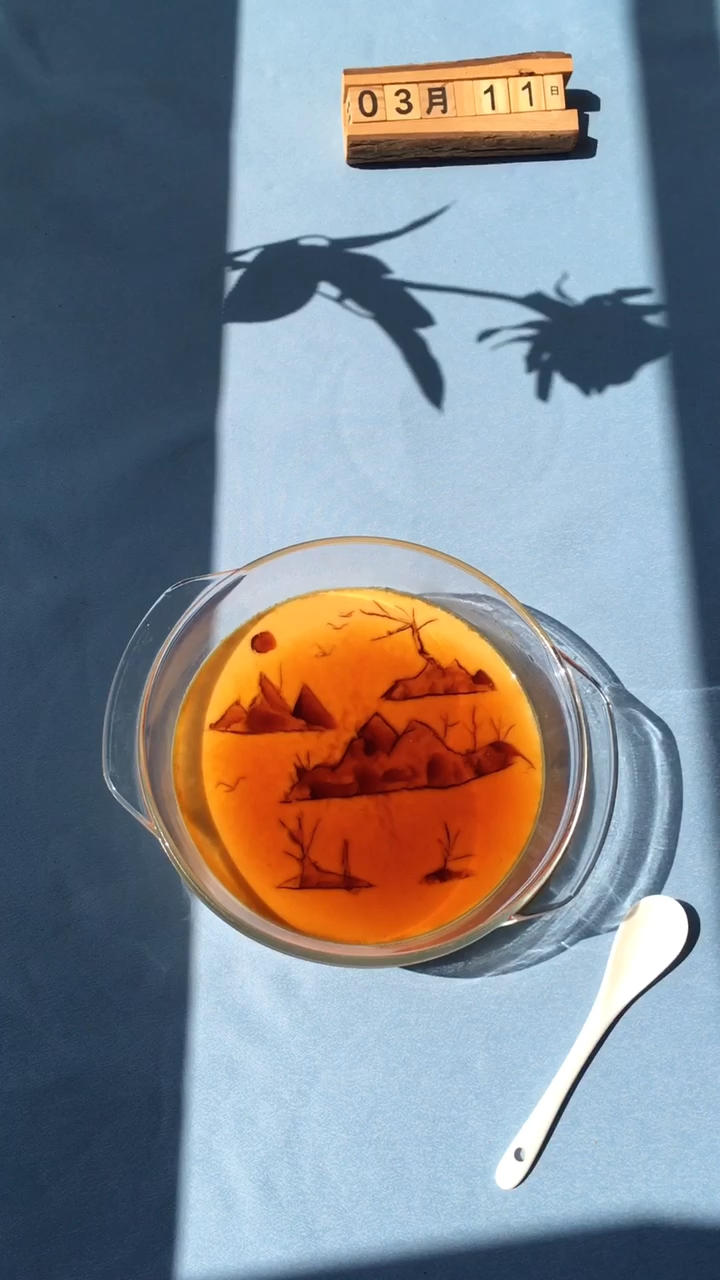 创意泼墨山水鸡蛋羹