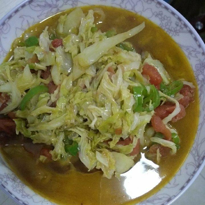 西红柿炒大头菜（甘蓝）