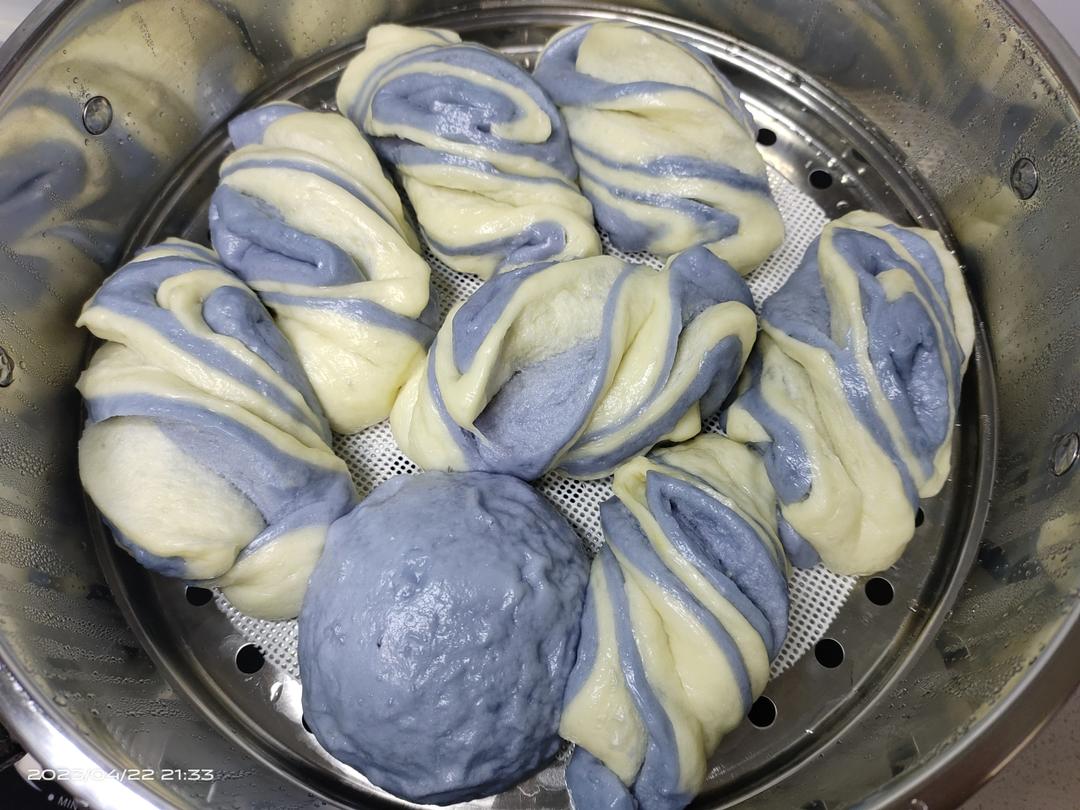 清新治愈系🌿菠菜双色蜜豆花卷✨彩色花卷馒头